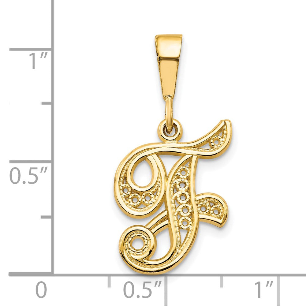 10K Yellow Gold Initial F Pendant