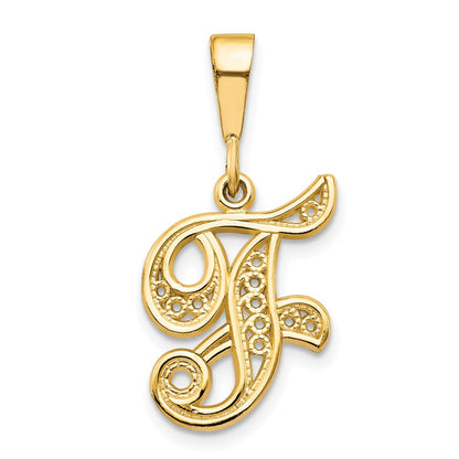10K Yellow Gold Initial F Pendant