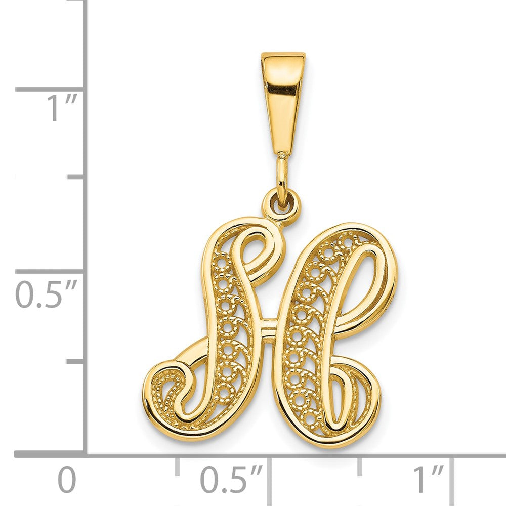 10K Yellow Gold Initial H Pendant