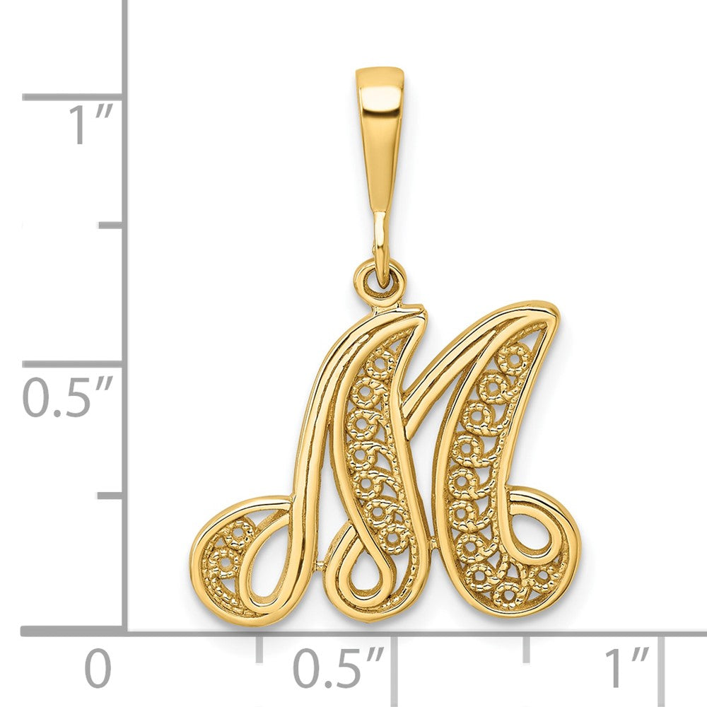 10K Yellow Gold Initial M Pendant