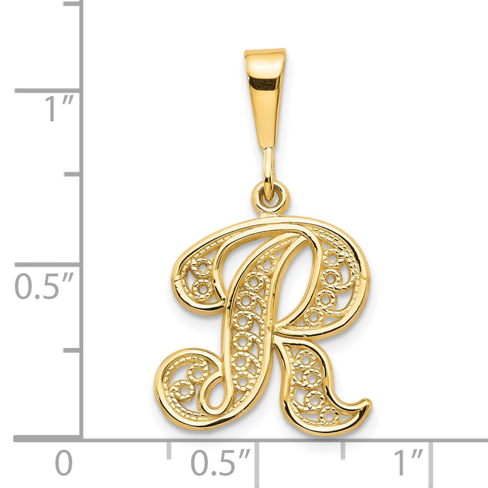 10K Yellow Gold Initial R Pendant