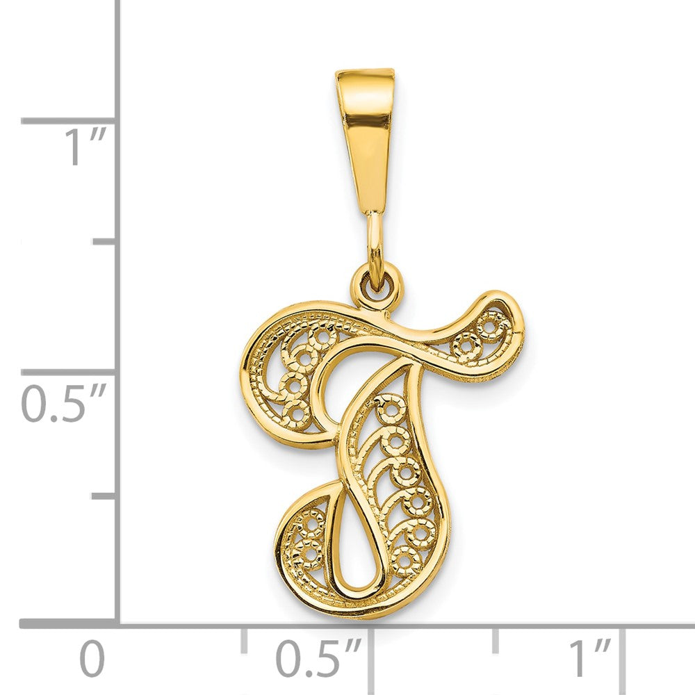 10K Yellow Gold Initial T Pendant
