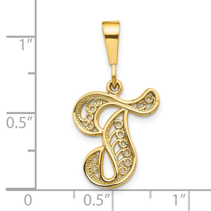 10K Yellow Gold Initial T Pendant