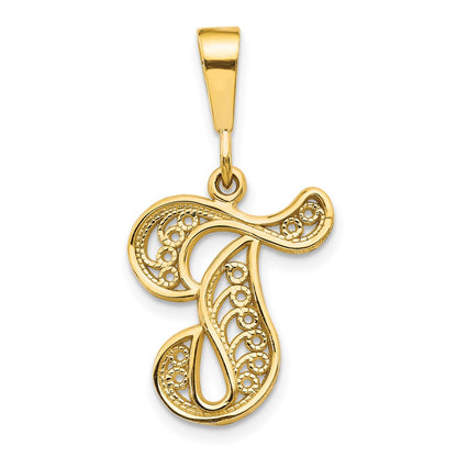 10K Yellow Gold Initial T Pendant