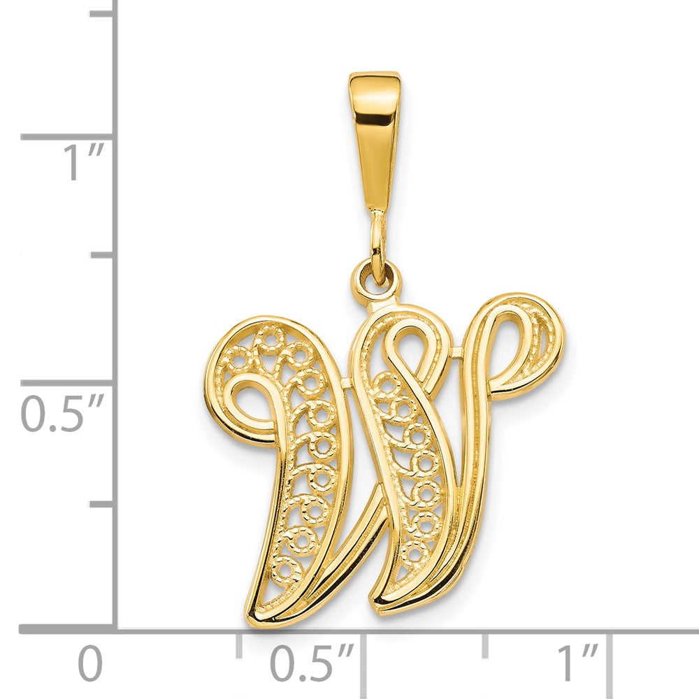 10K Yellow Gold Initial W Pendant