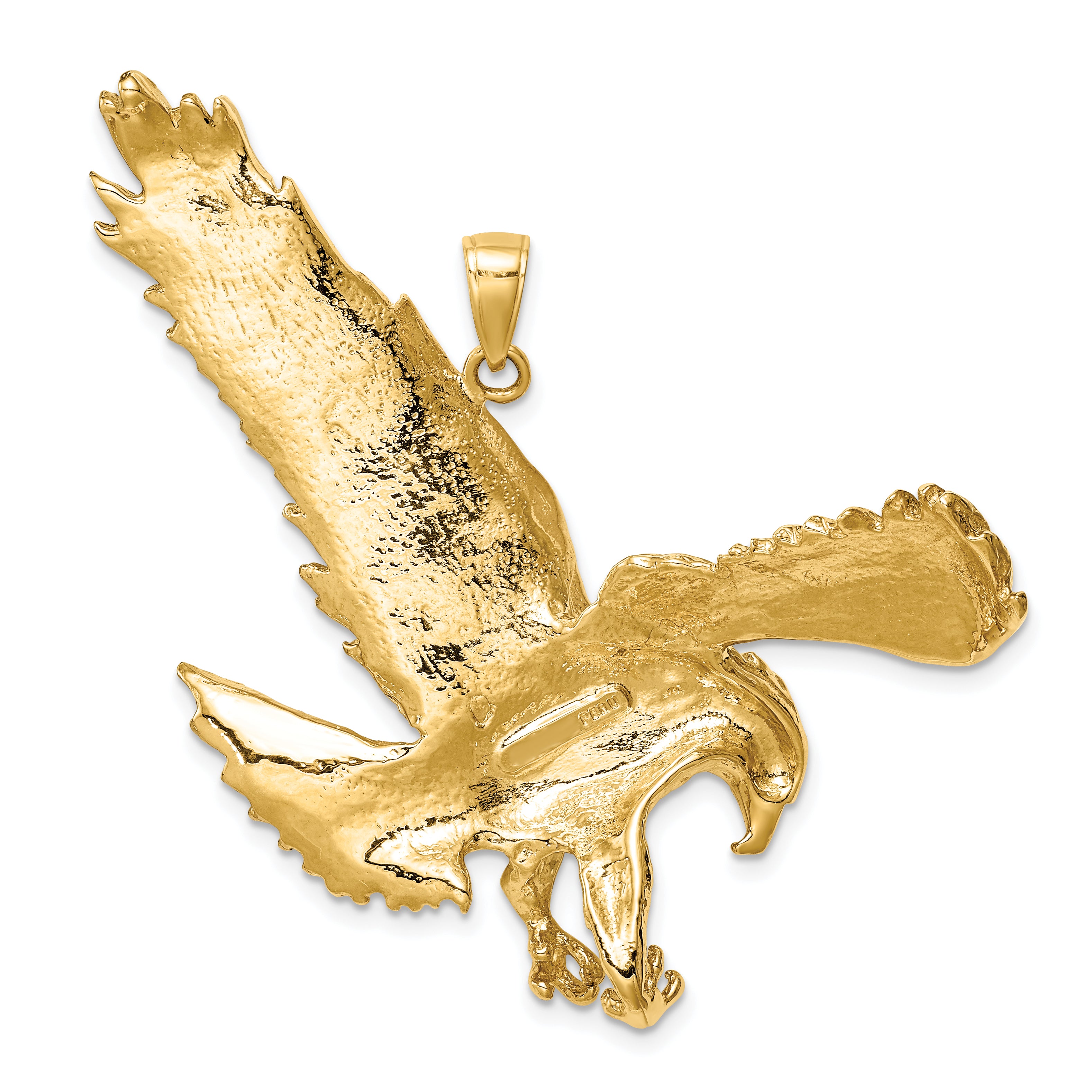 10K Yellow Gold Solid Polished Eagle Pendant