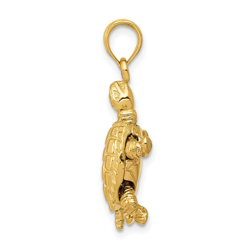 10K Yellow Gold 10K Solid Polished 3-D Moveable Turtle Pendant