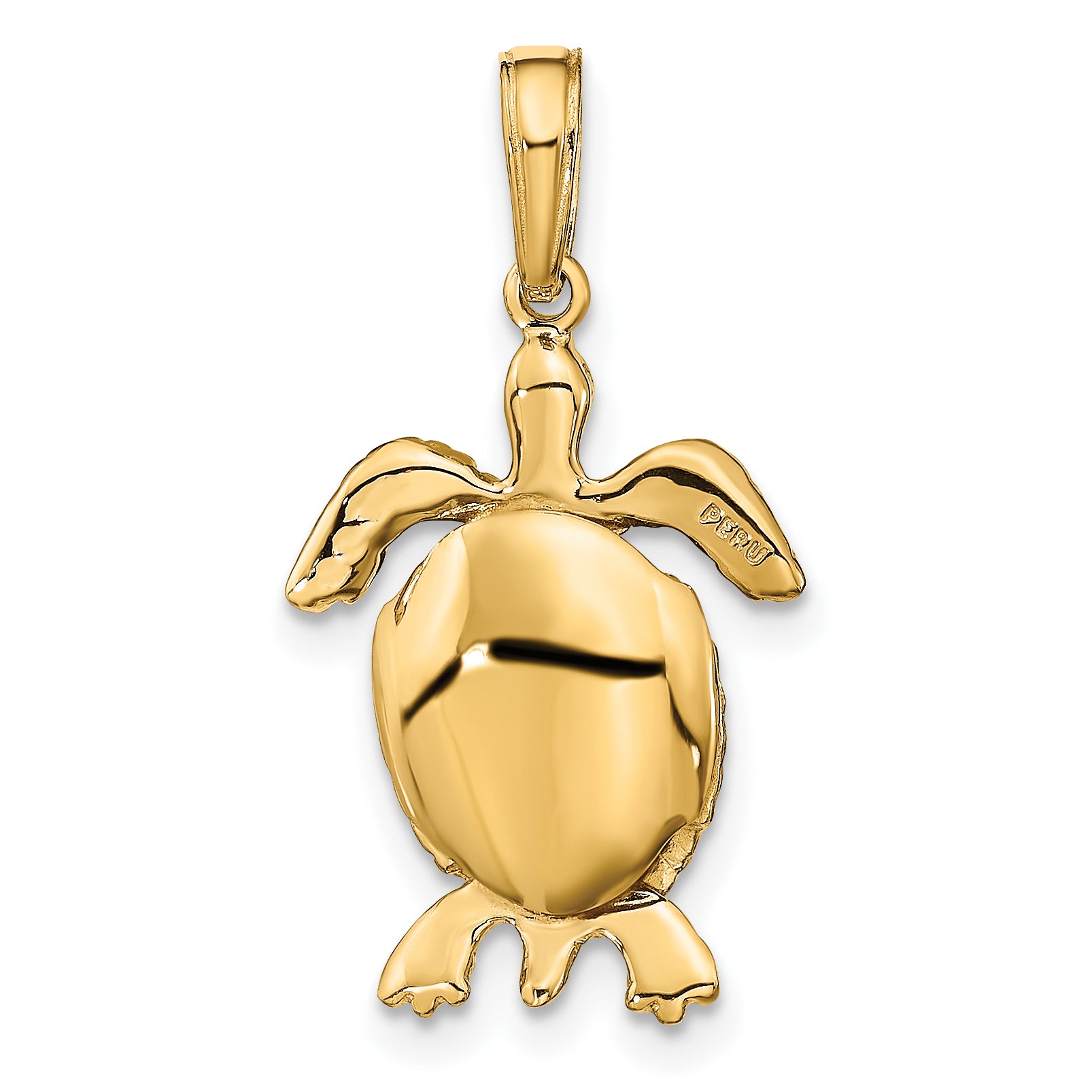 10K Yellow Gold 3-D Moveable Turtle Pendant