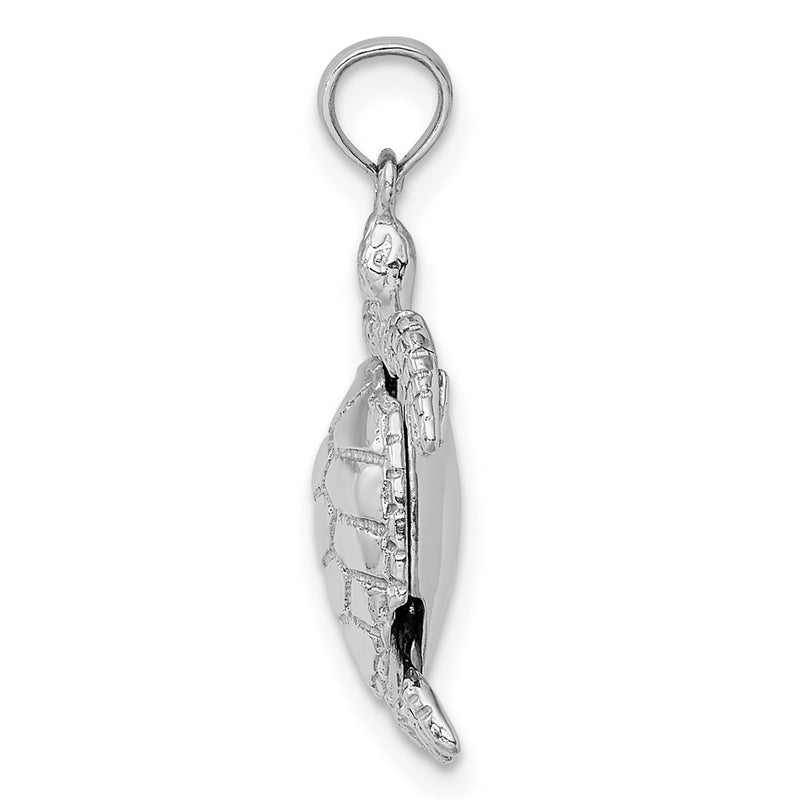 10K White Gold 3-D Moveable Turtle Pendant