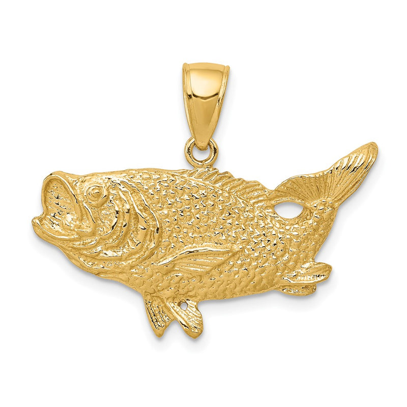 10K Yellow Gold 10K Polished Open-Backed Bass Fish Pendant