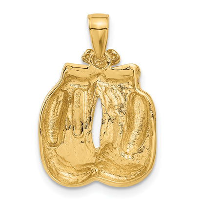 10K Yellow Gold Solid Polished Open-Backed Boxing Gloves Pendant