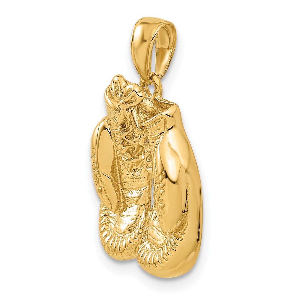 10K Yellow Gold Solid Polished Open-Backed Boxing Gloves Pendant