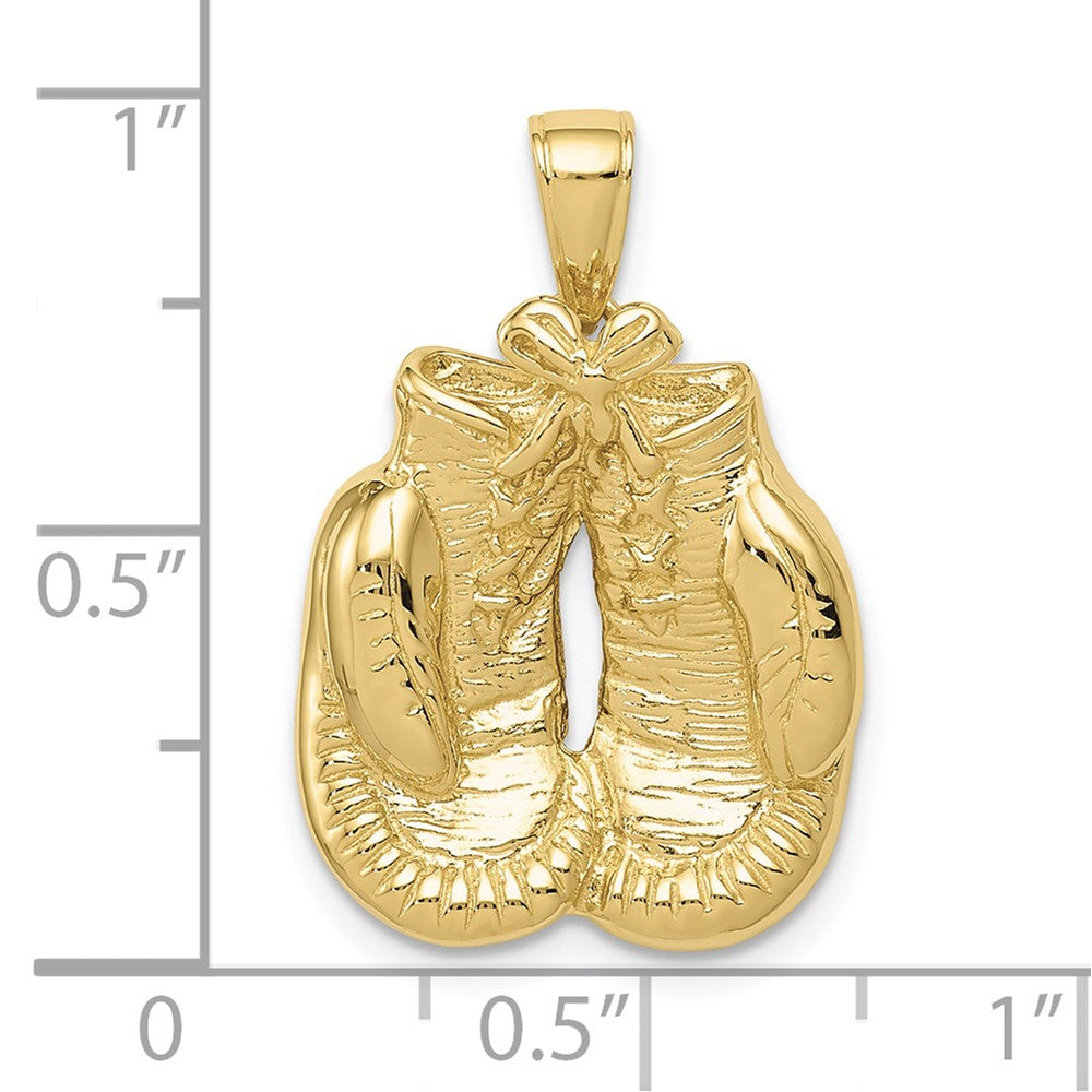 10K Yellow Gold Solid Polished Open-Backed Boxing Gloves Pendant
