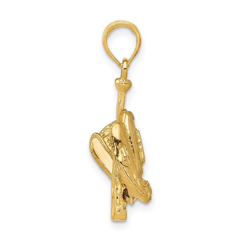 10K Yellow Gold 10K Polished 3-D Glove/Bat/Ball Baseball Pendant