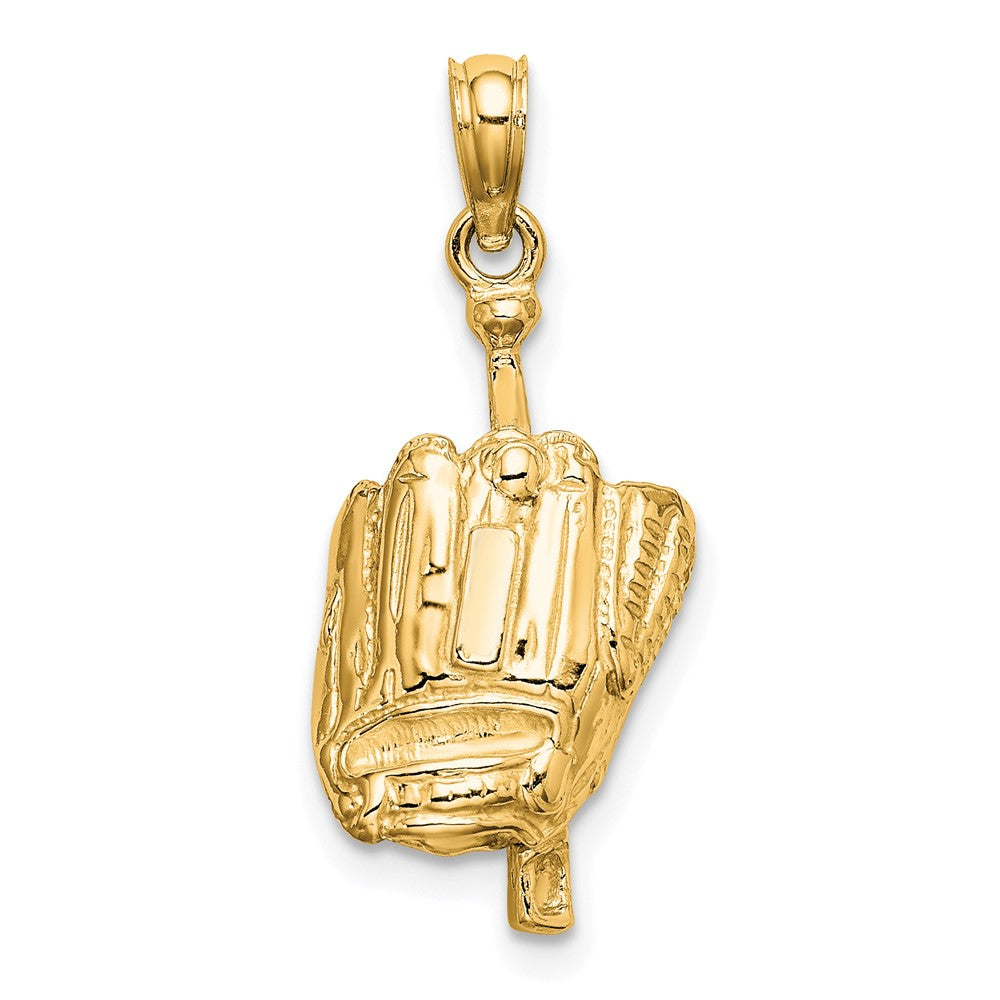 10K Yellow Gold 10K Polished 3-D Glove/Bat/Ball Baseball Pendant