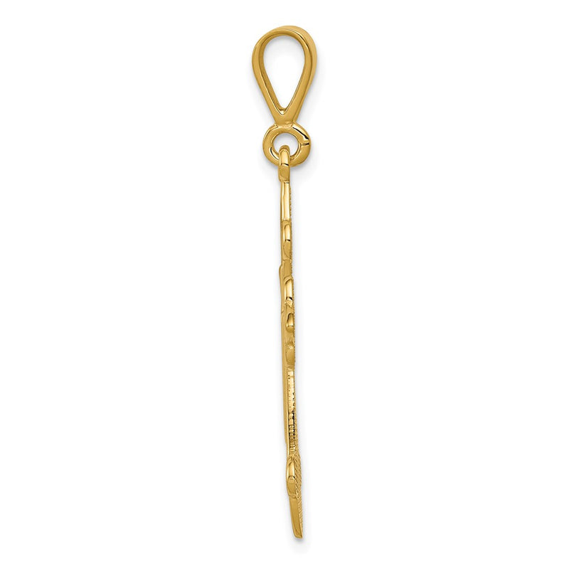 10K Yellow Gold Fleur De Lis Cross Pendant