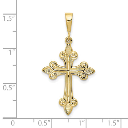 10K Yellow Gold Fleur De Lis Cross Pendant