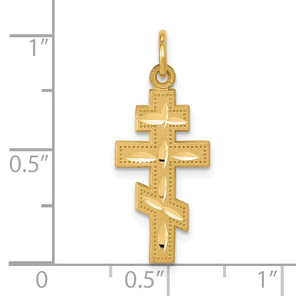 10k Yellow Gold Solid Flat-Backed Eastern Orthodox Cross Pendant