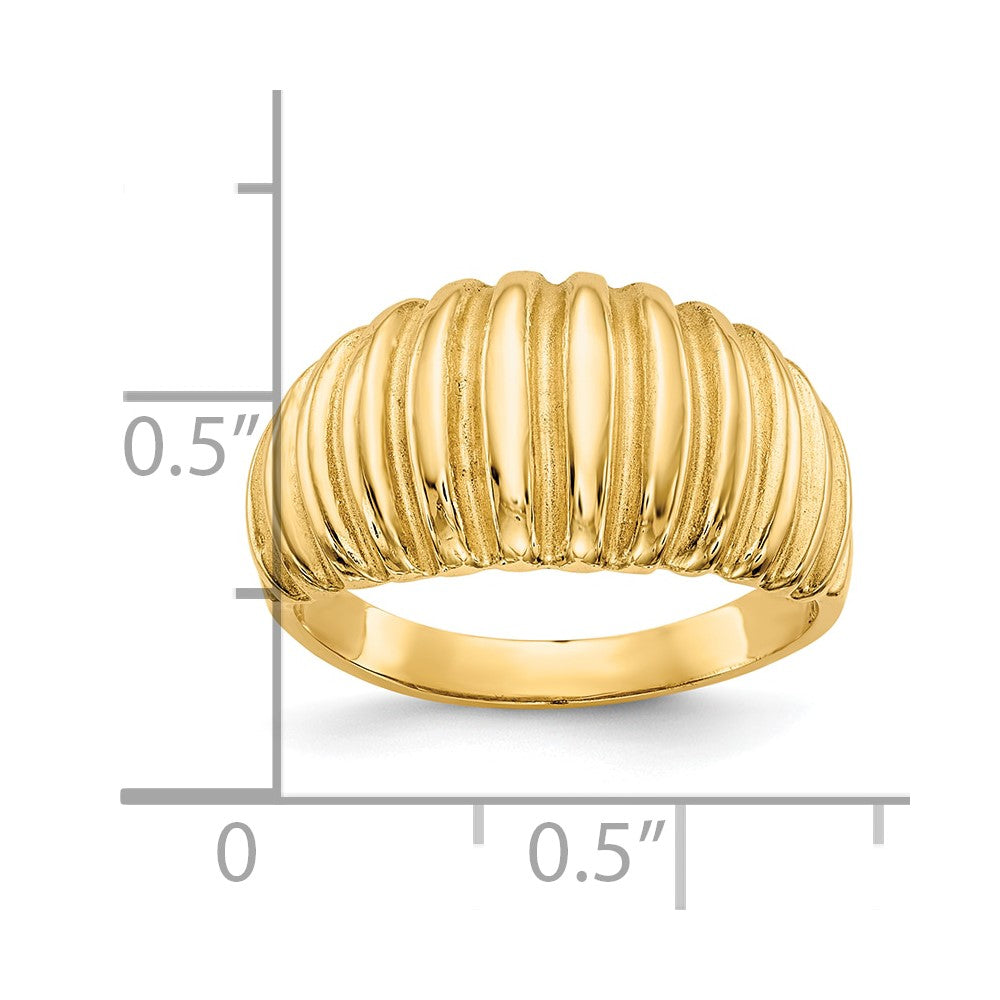 10K Yellow Gold High Polished Ribbed Dome Ring