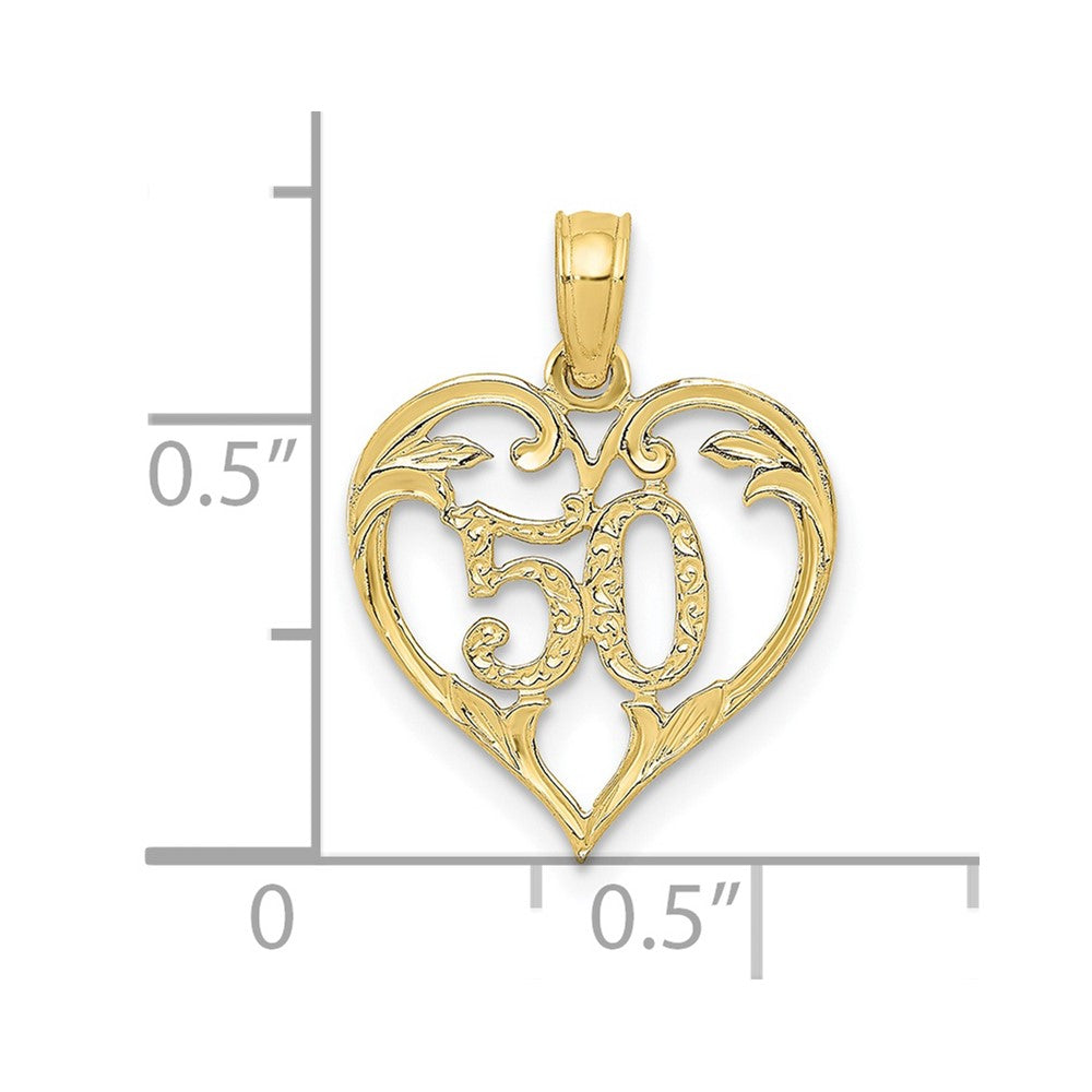 10K Yellow Gold 50 In Heart Cut-Out Pendant