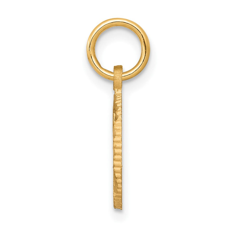 10k Yellow Gold Solid Flat-Backed Cross in Circle for Eternal Life Charm
