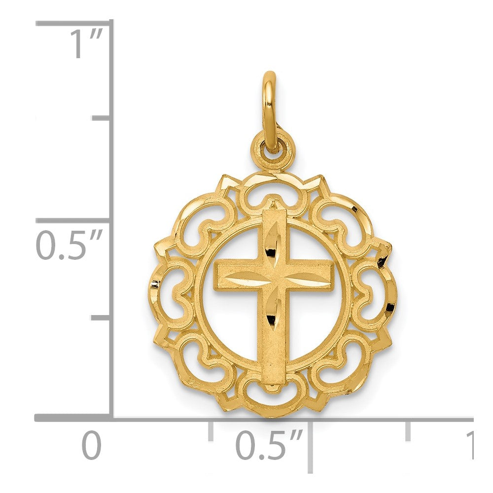 10k Yellow Gold Cross In Frame Charm