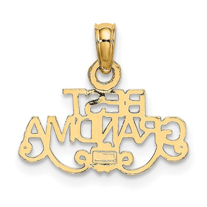10K Yellow Gold 10K Best Grandma With Flower Pendant