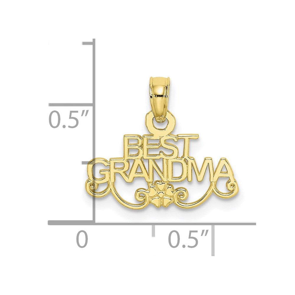 10K Yellow Gold 10K Best Grandma With Flower Pendant