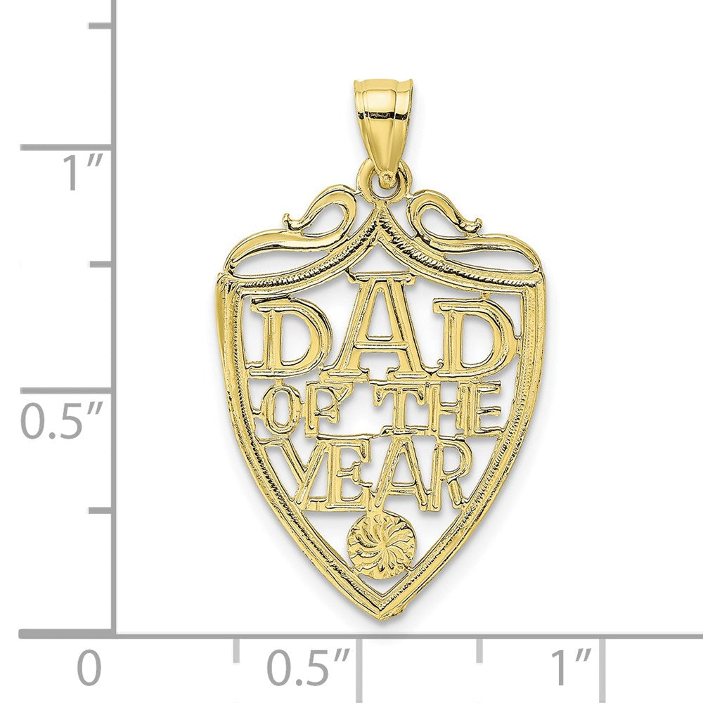 10K Yellow Gold 10K Dad Of The Year Plaque Pendant