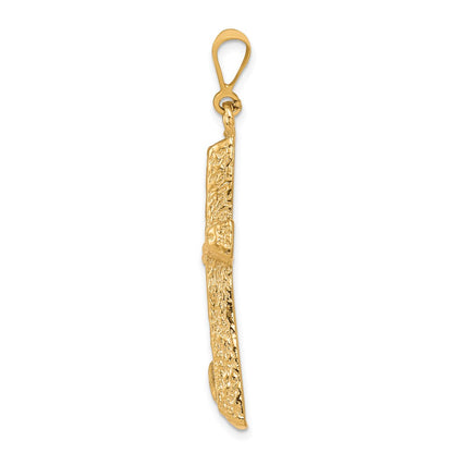 10K Yellow Gold Diamond-Cut Cross Pendant