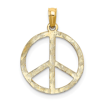 10K Yellow Gold Textured Peace Sign Pendant