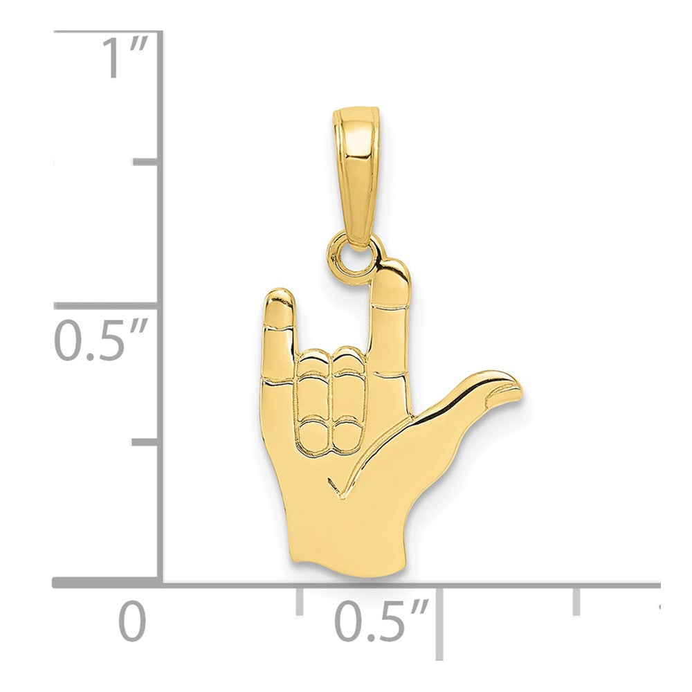 10K Yellow Gold 10K I Love You Hand/ Sign Language Pendant