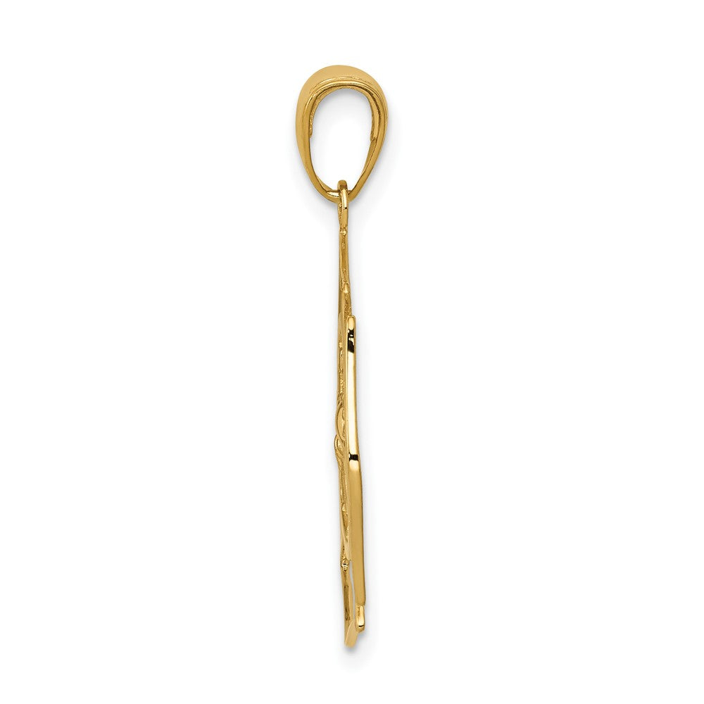 10K Yellow Gold Fireman Shield Pendant