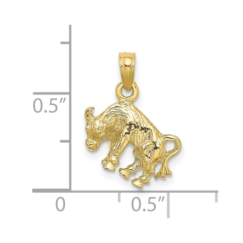 10K Yellow Gold 10K 3-D Taurus Zodiac Pendant
