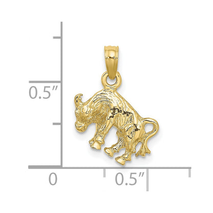 10K Yellow Gold 10K 3-D Taurus Zodiac Pendant