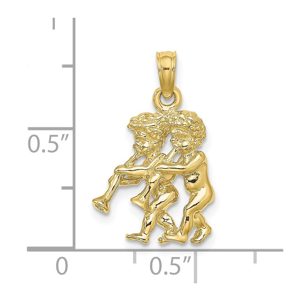 10K Yellow Gold 10K 3-D Gemini Zodiac Pendant