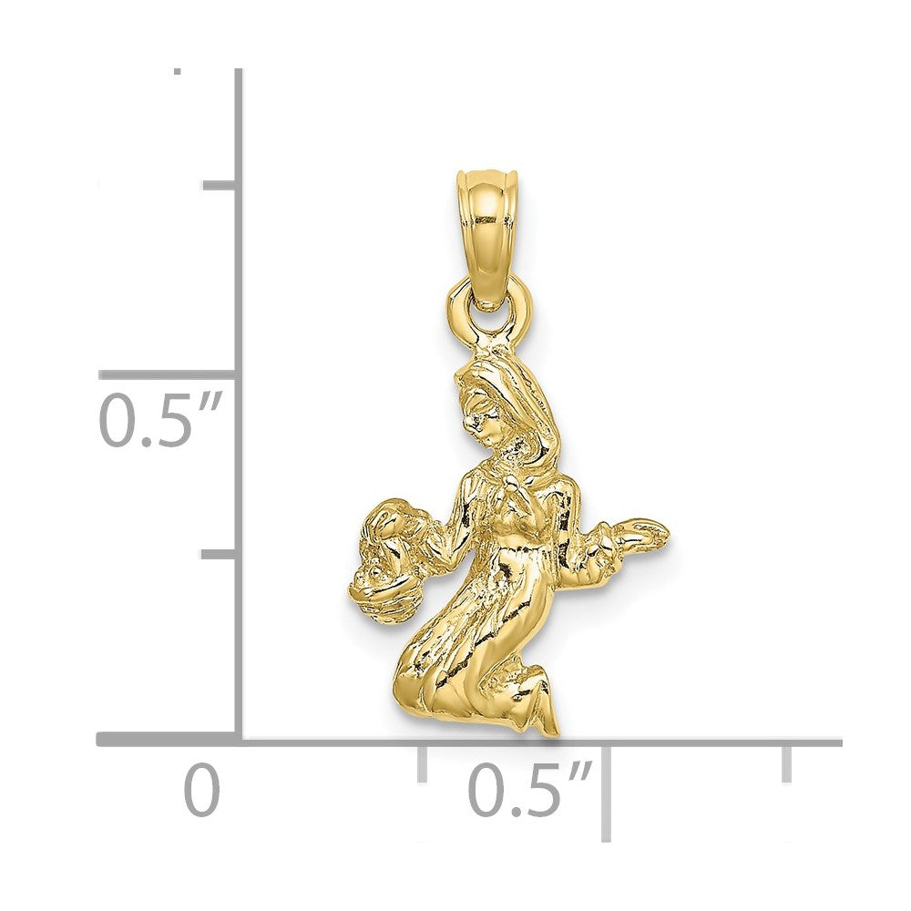 10K Yellow Gold 10K 3-D Virgo Zodiac Pendant