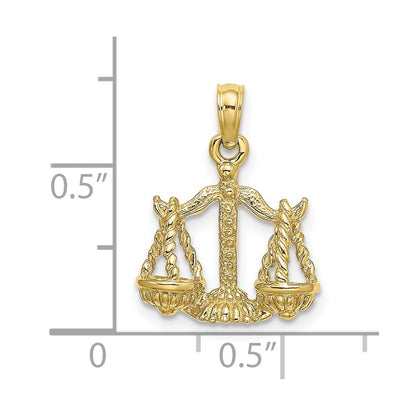 10K Yellow Gold 10K 3-D Libra Zodiac Pendant