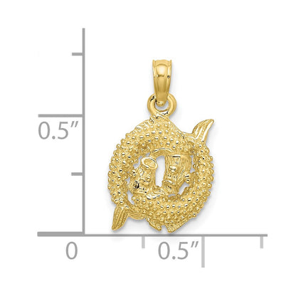 10K Yellow Gold 10K 3-D Pisces Zodiac Pendant