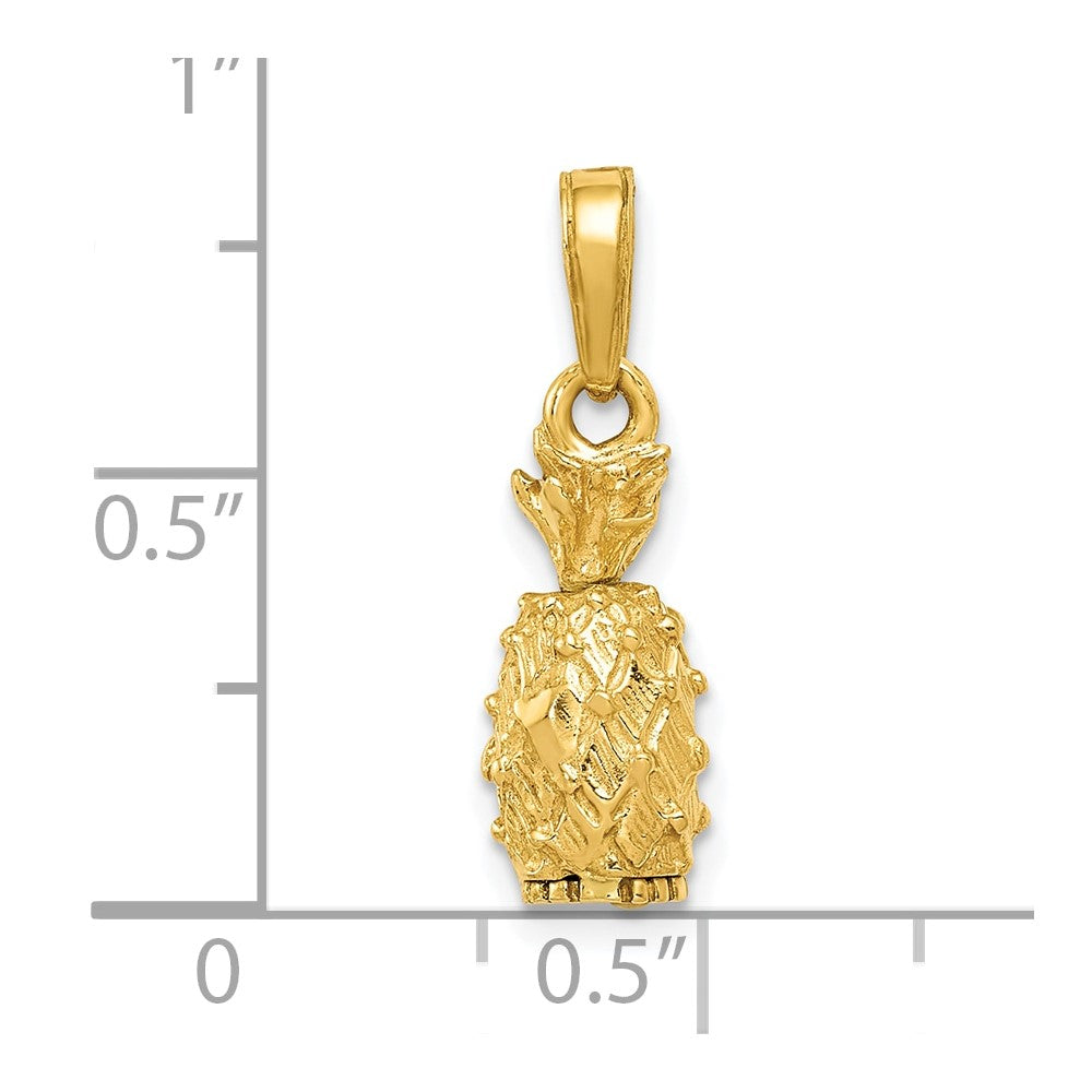 10K Yellow Gold 3-D Pineapple Pendant