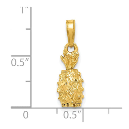 10K Yellow Gold 3-D Pineapple Pendant