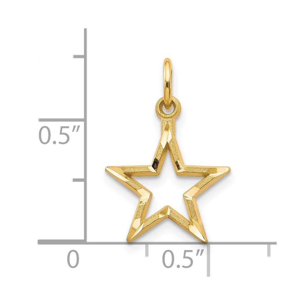 10k Yellow Gold Diamond-Cut Flat Back Star Charm