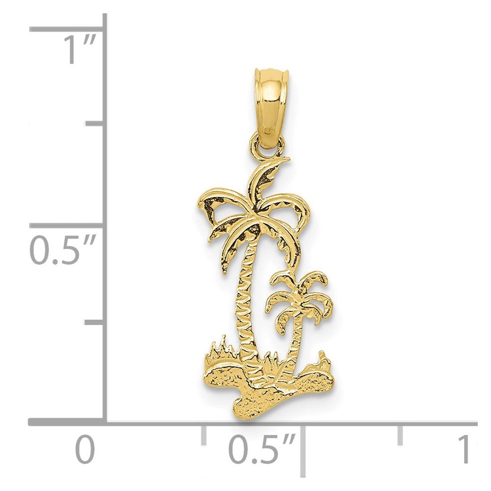 10K Yellow Gold 10K Double Palm Trees Pendant