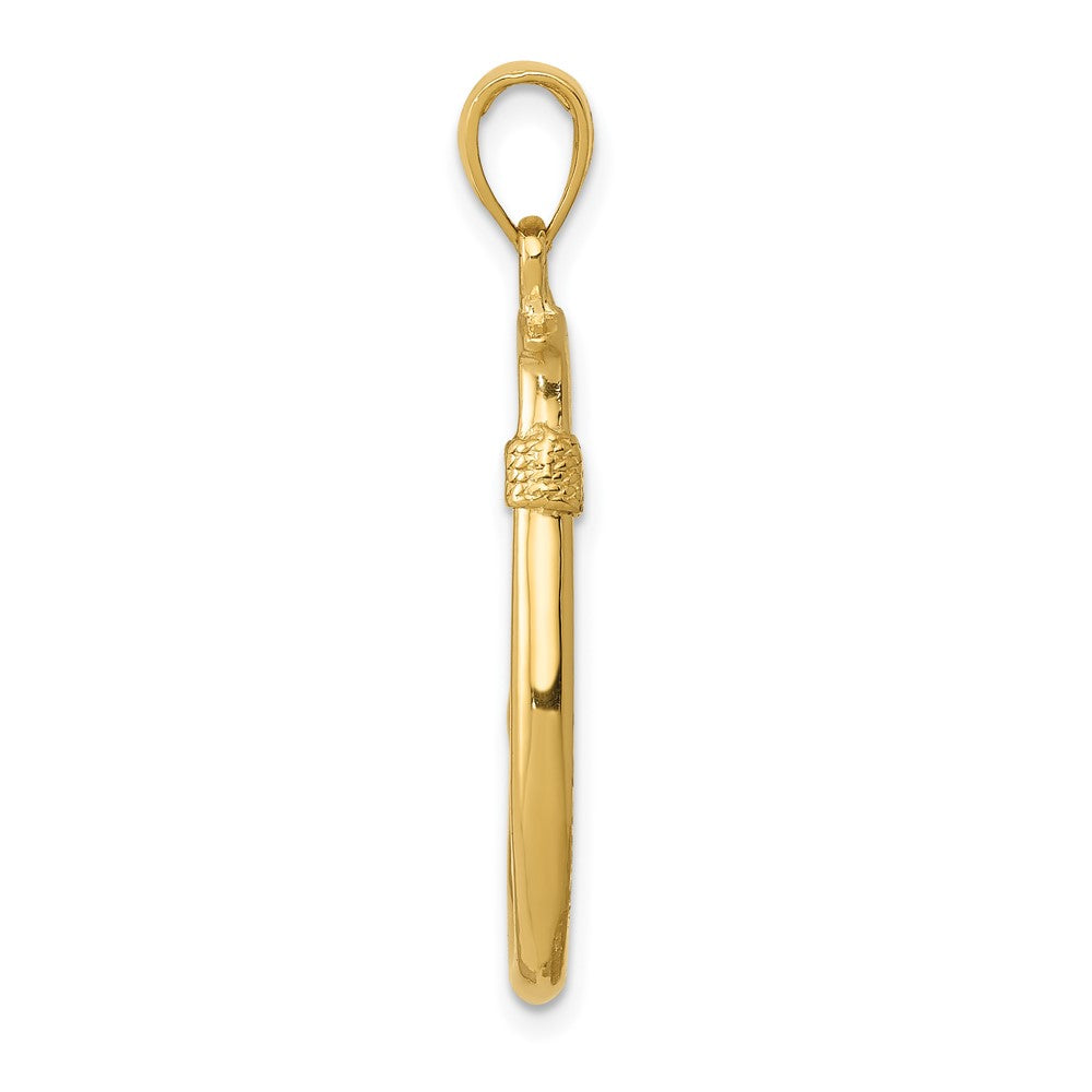 10K Yellow Gold 10K 3D Fish Hook Pendant