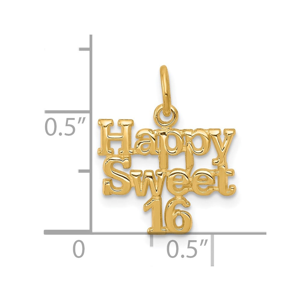 10k Yellow Gold HAPPY SWEET 16 Charm