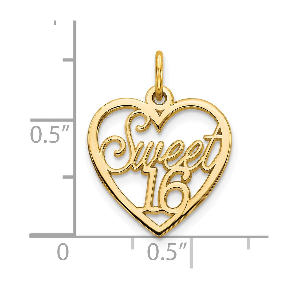 10k Yellow Gold SWEET 16 Charm
