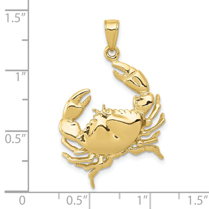 10K Yellow Gold Stone Crab With Claw Extended Pendant