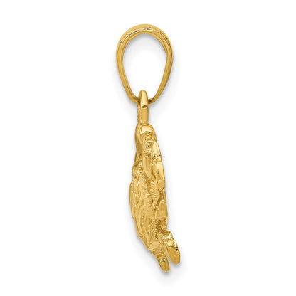 10K Yellow Gold Blue Crab Pendant