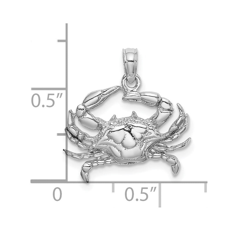 10K White Gold 10K 2-D Blue Crab Charm