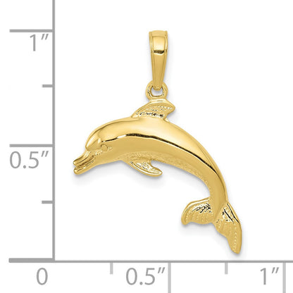 10K Yellow Gold 10K Dolphin Swimming Pendant